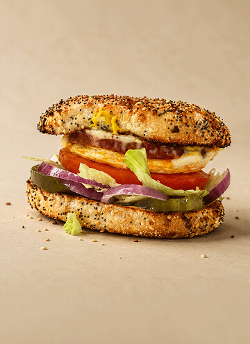 Loaded everything-bagel breakfast sandwich
